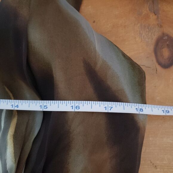 Frank Lyman Size 8 Medium Green Brown Silk Sleeveless Halter Dress - Picture 9 of 11